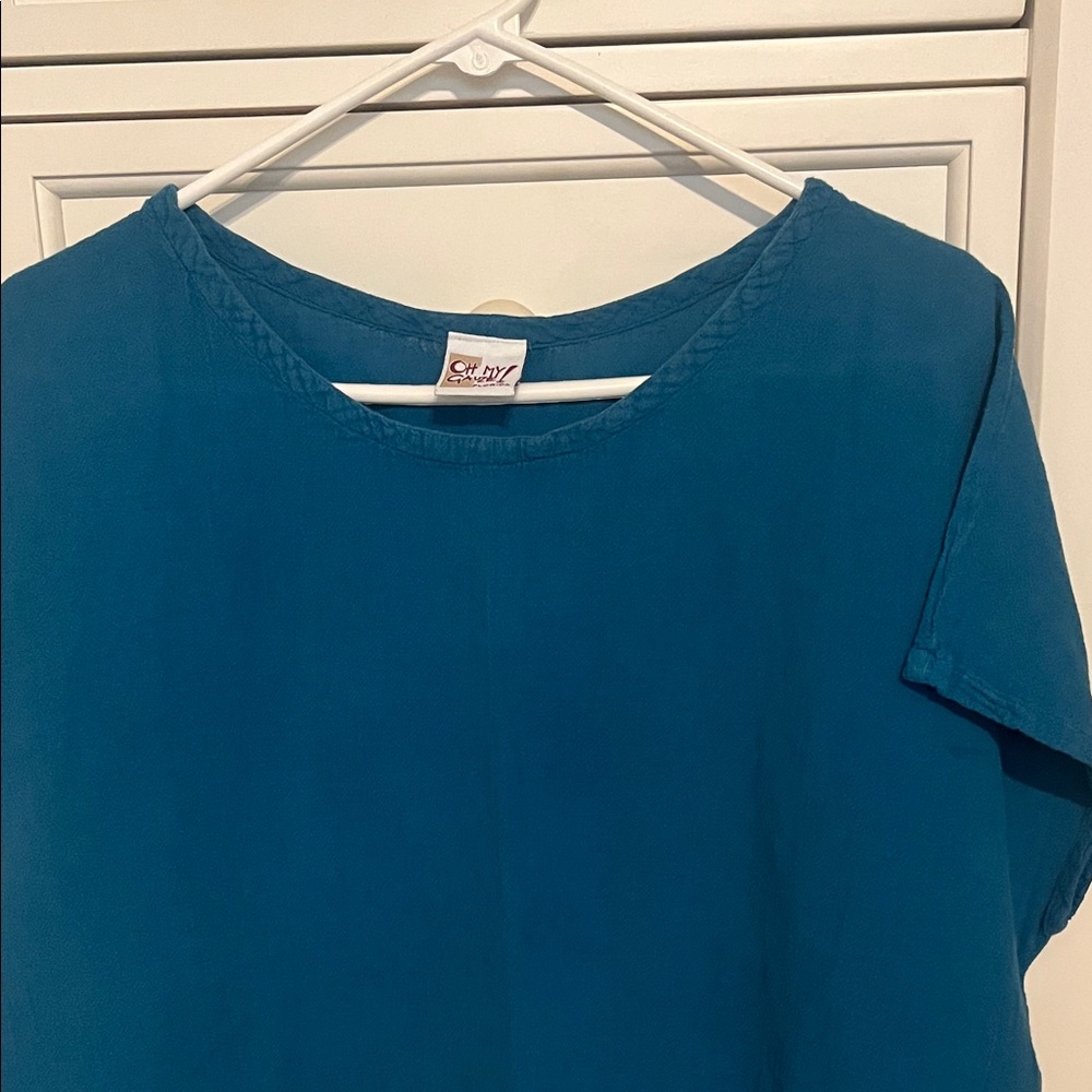 Oh My Gauze Blue Short Sleeve Top